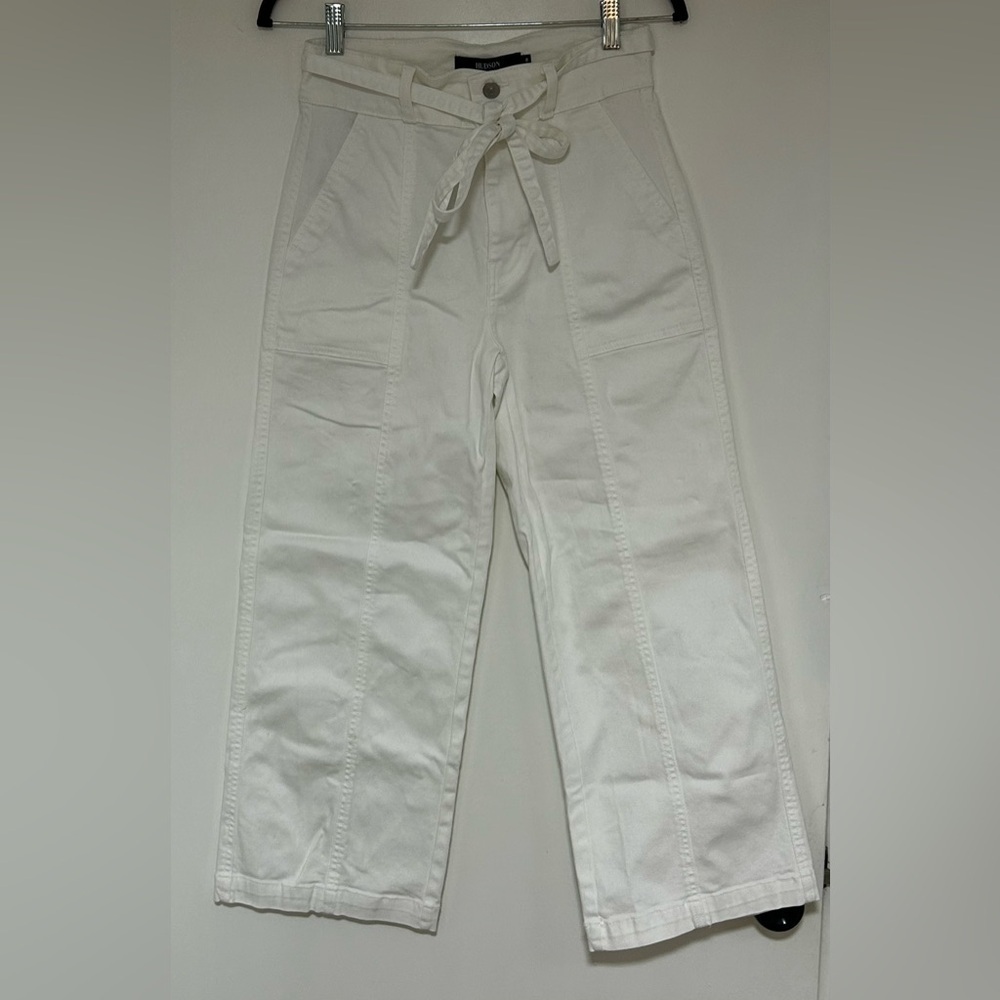 Hudson White Jean Wide Leg Belted Pants Size 8